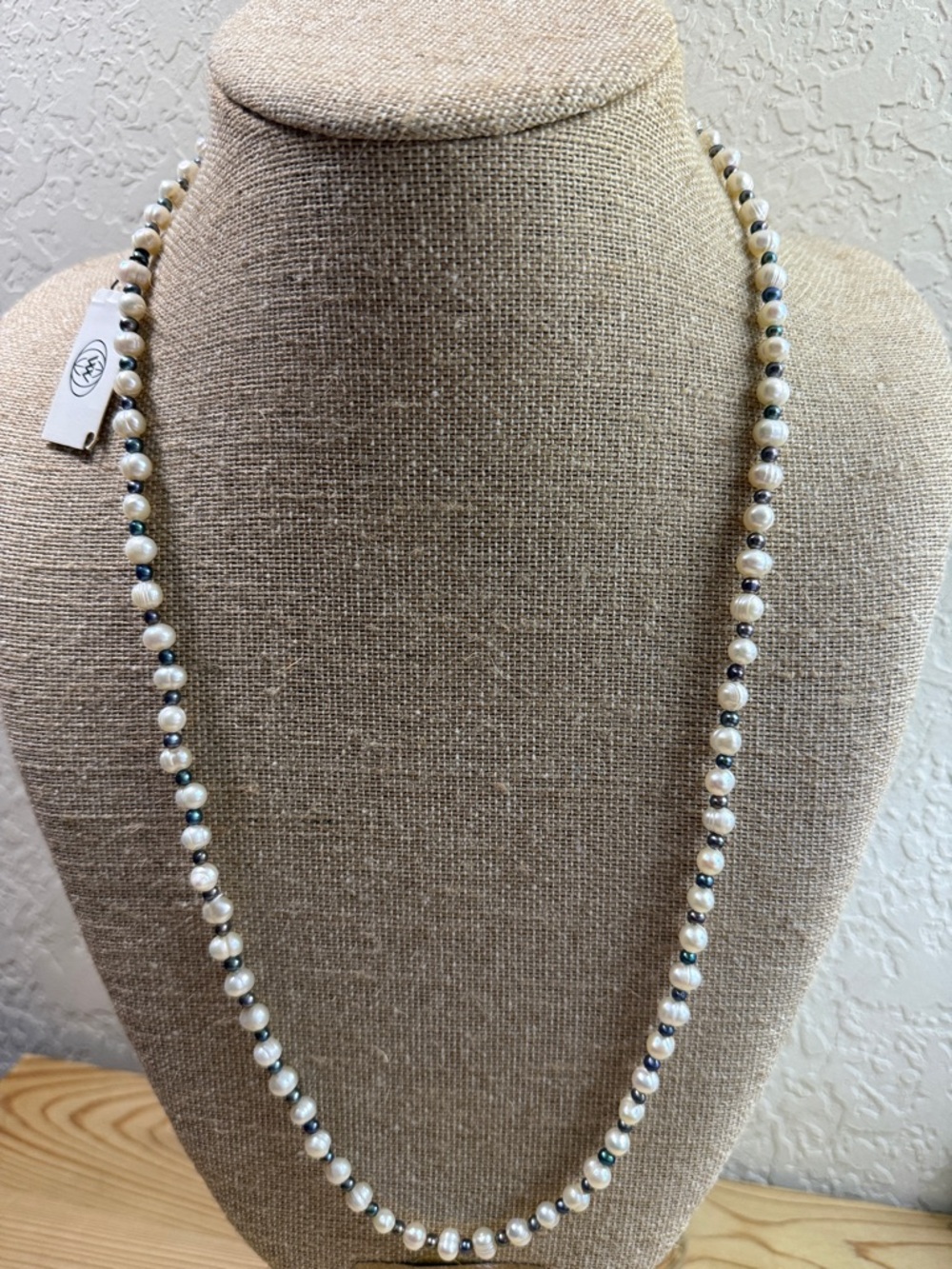 Cultured Pearl authentic and Hematite Bead Necklace - White Pearls